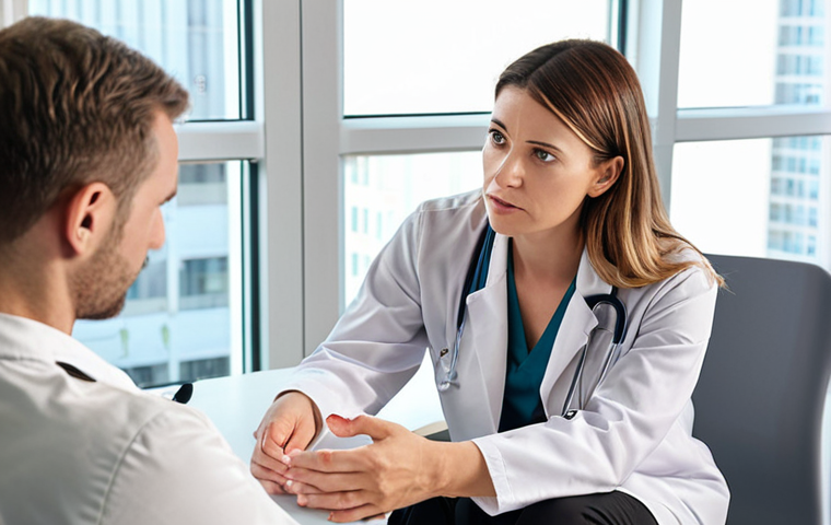 **Image of a clinical psychologist in a modern, bright office setting, consulting with a patient. The scene should evoke a sense of empathy, trust, and healing. Include subtle elements representing common mental health challenges like anxiety or depression, but in an abstract, non-literal way.**