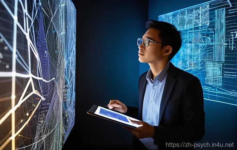 심리학 논문 작성법 - **Prompt:** A focused, thoughtful researcher, gender-neutral, dressed in smart-casual attire, stands...