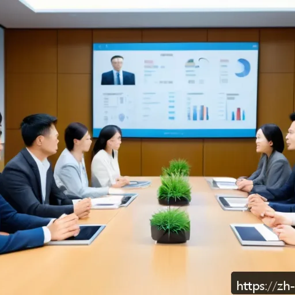 심리학 교과서 - A modern office meeting scene with diverse Chinese professionals attentively communicating, focusing...